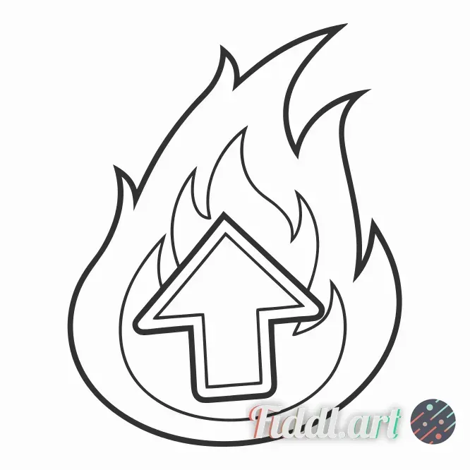 An solid icon for an upvote button, with a transparent background. The icon has a minimalistic flame