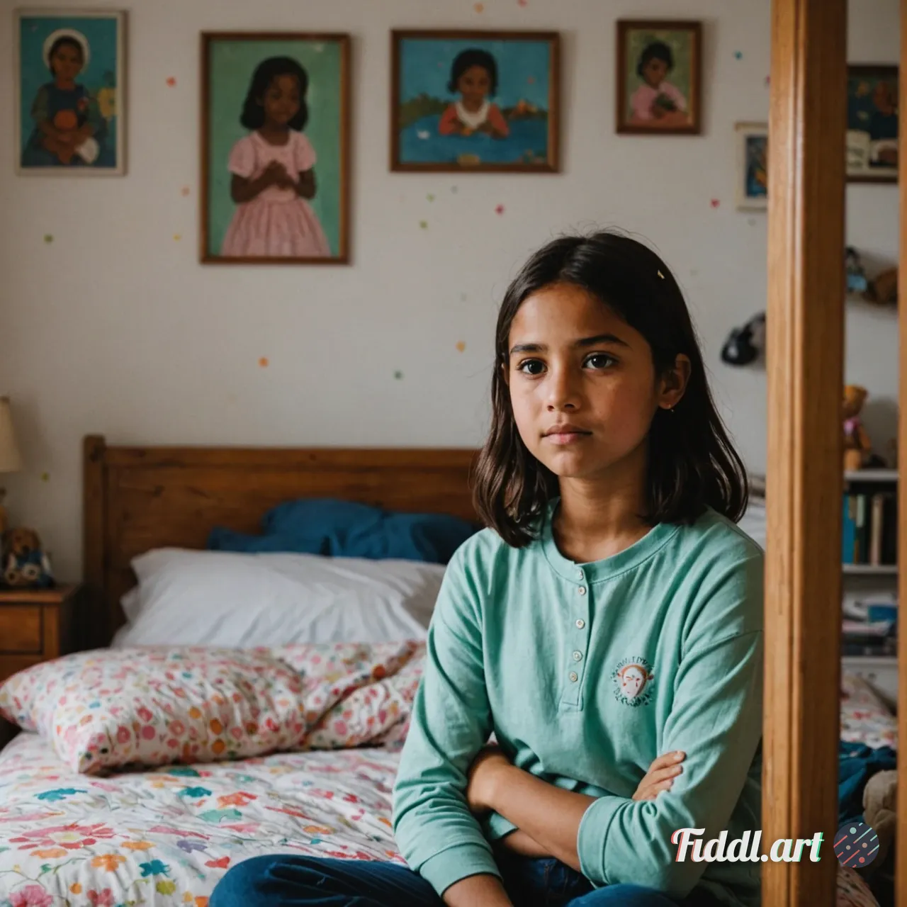 a girl in her bedroom