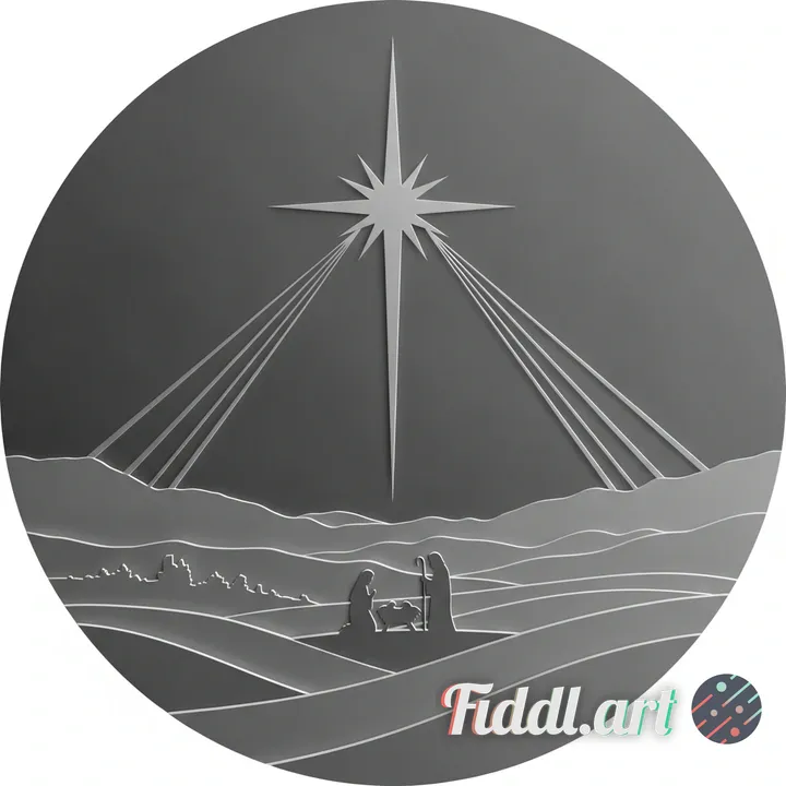 A circular monochrome relief illustration intended as a heightmap for 3D printing.
The composition c