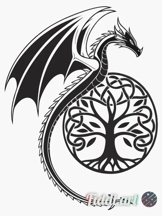 A shoulder-cap cover-up tattoo design: a wingless serpentine dragon (Celtic wyrm) forming a bold our