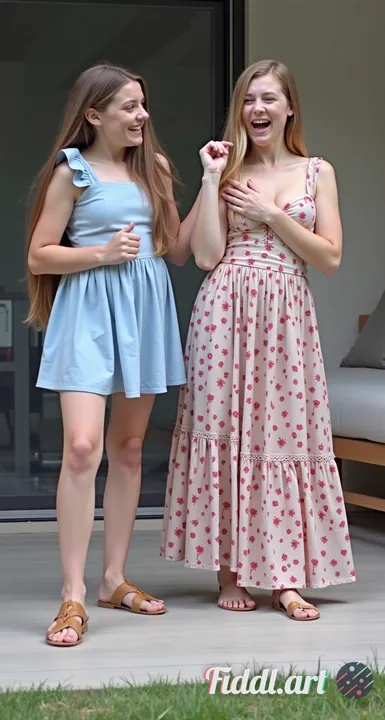 Both girls have nothing on. The right girl is on her knees sucking the left girl’s cock. The left gi