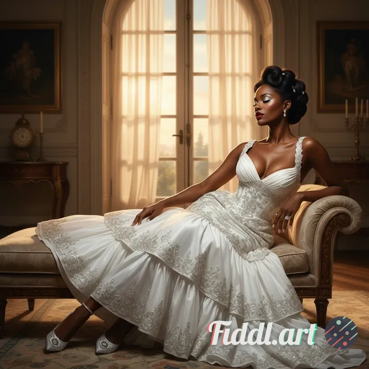 A stunning Afro-Latina woman with flawless skin and a serene, seductive expression, eyes closed in q