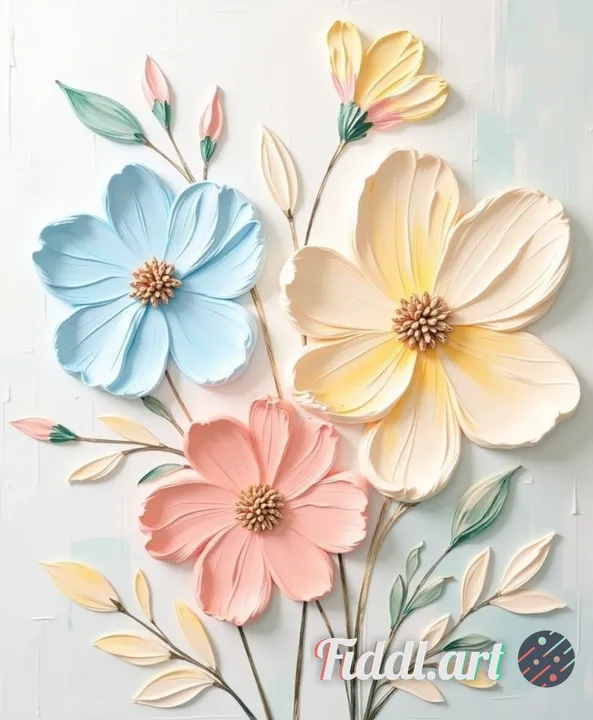 impasto flower art style, thick oil paint texture, heavy visible brushstrokes,
raised paint surface,