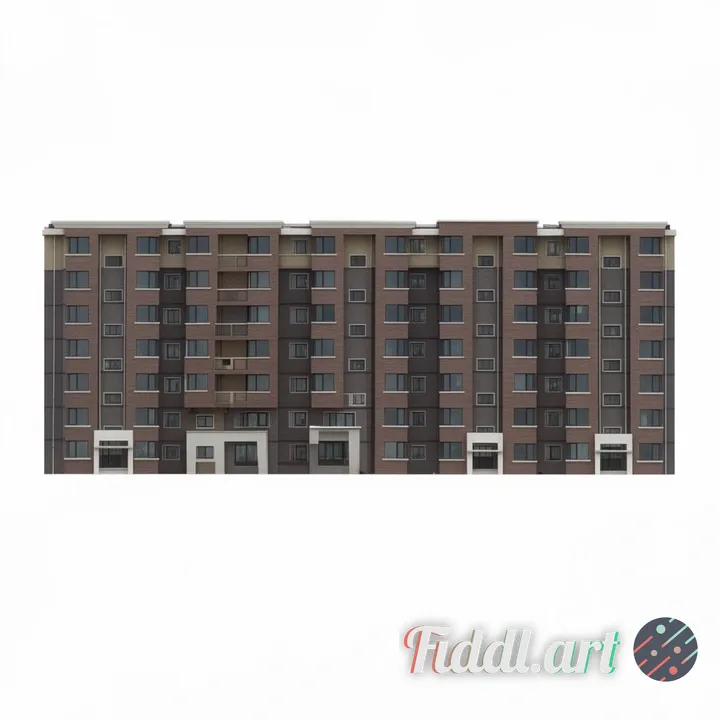 识别图片中主体建筑，输出无透视的正视图，背景白色，如果主体建筑有遮挡，适当的补充