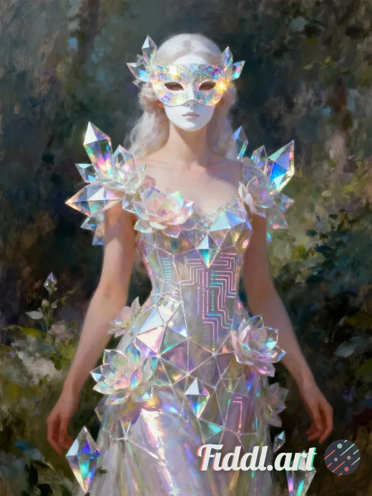 Petal Cipher sfumato brush oil painting, 
Where code meets nature in the background, the complete wh