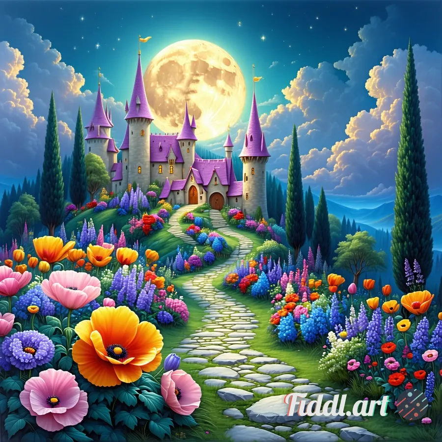 Magical fairytale village with whimsical medieval towers and castle spires in soft pastel colors - c