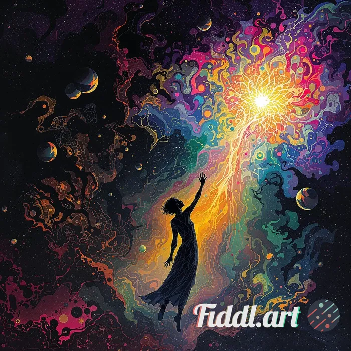 Create a psychedelic artwork illustrating the concept 'Fear is a disease; hope is its only cure.' De