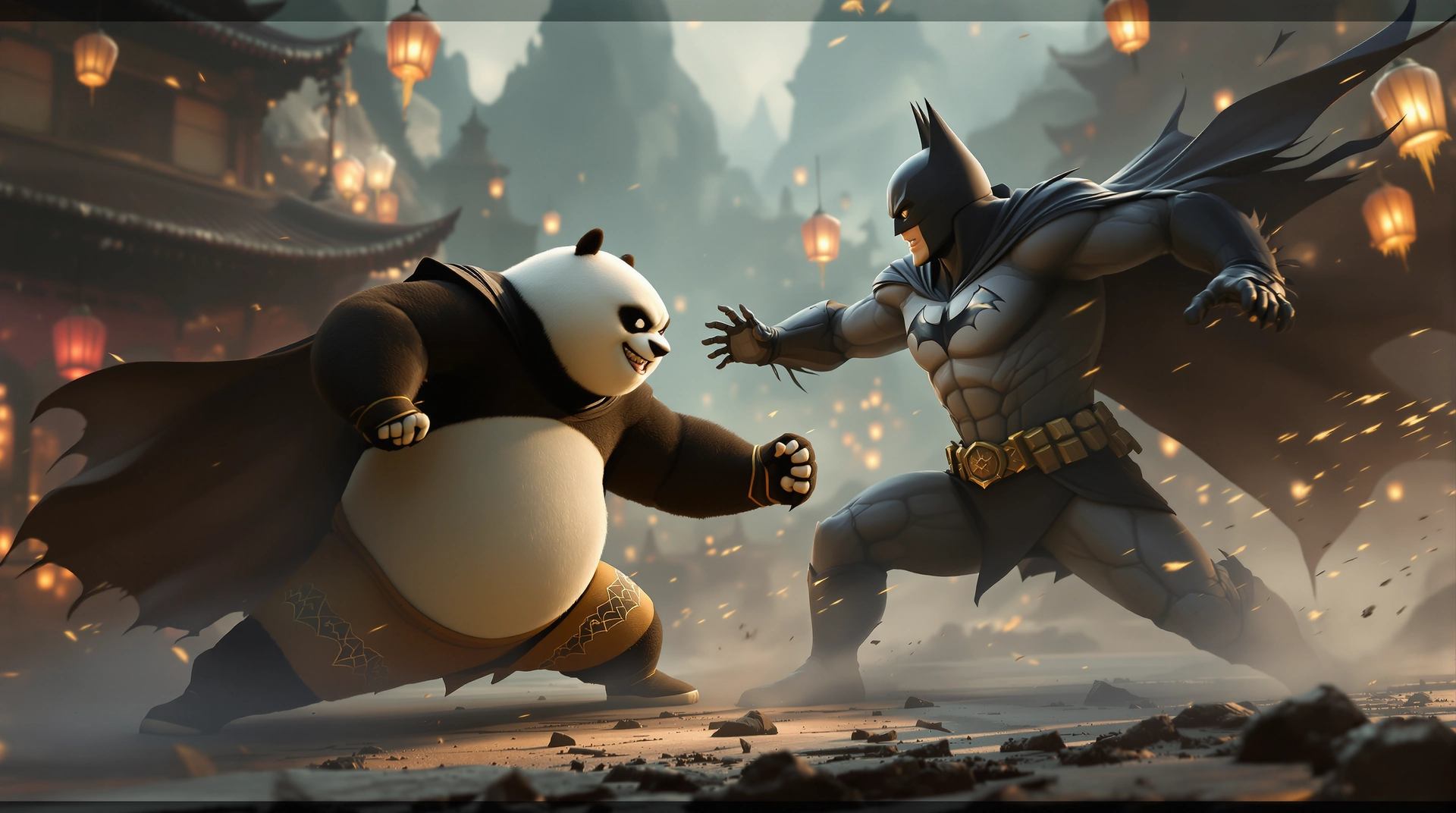 An abstract, futuristic digital artwork depicting two distinct AI art platform interfaces side-by-side, symbolizing a comprehensive comparison of features and user experience.