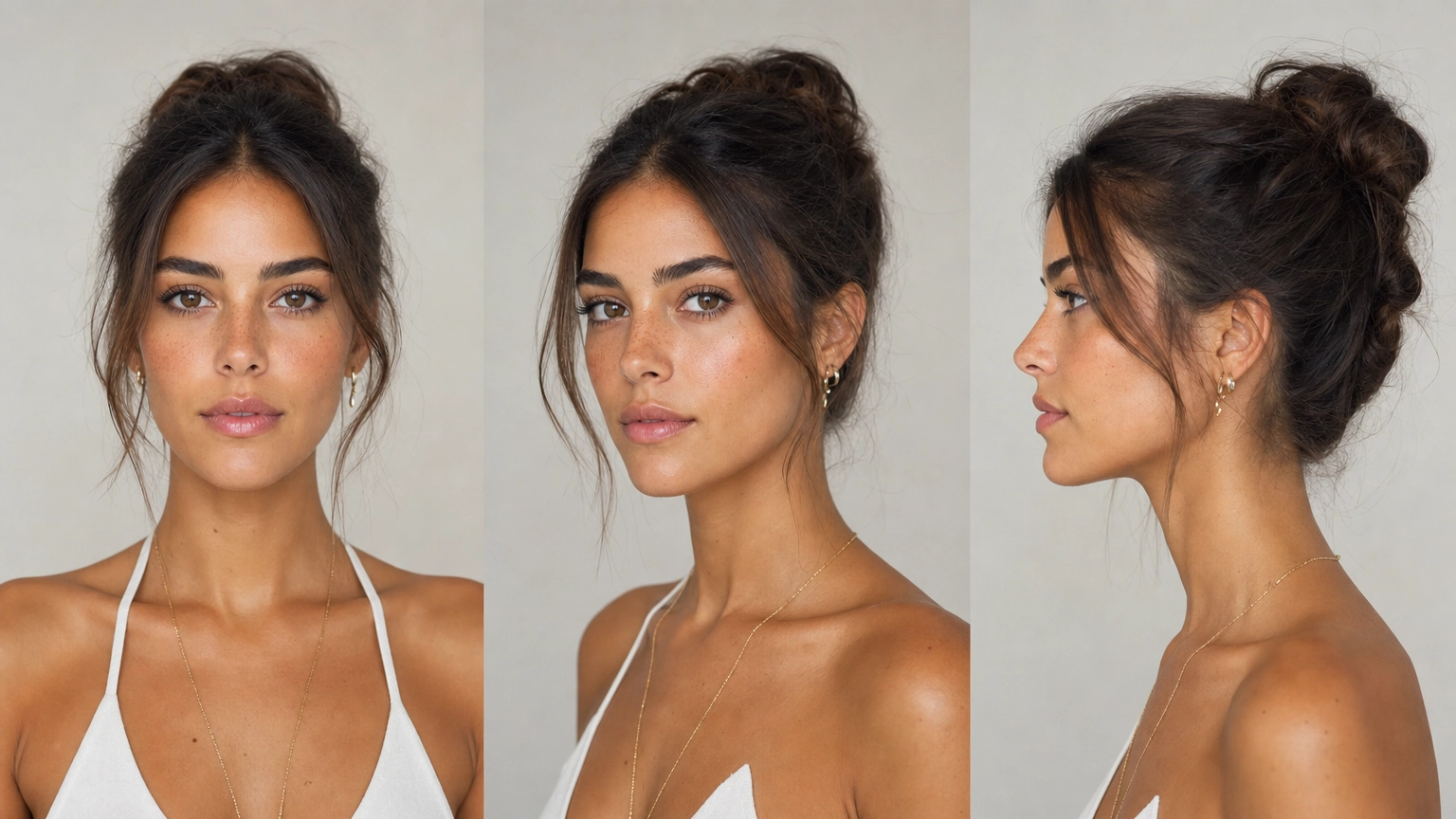 Multi-angle consistency of an AI influencer persona generated with Fiddl.art, showing facial and stylistic coherence