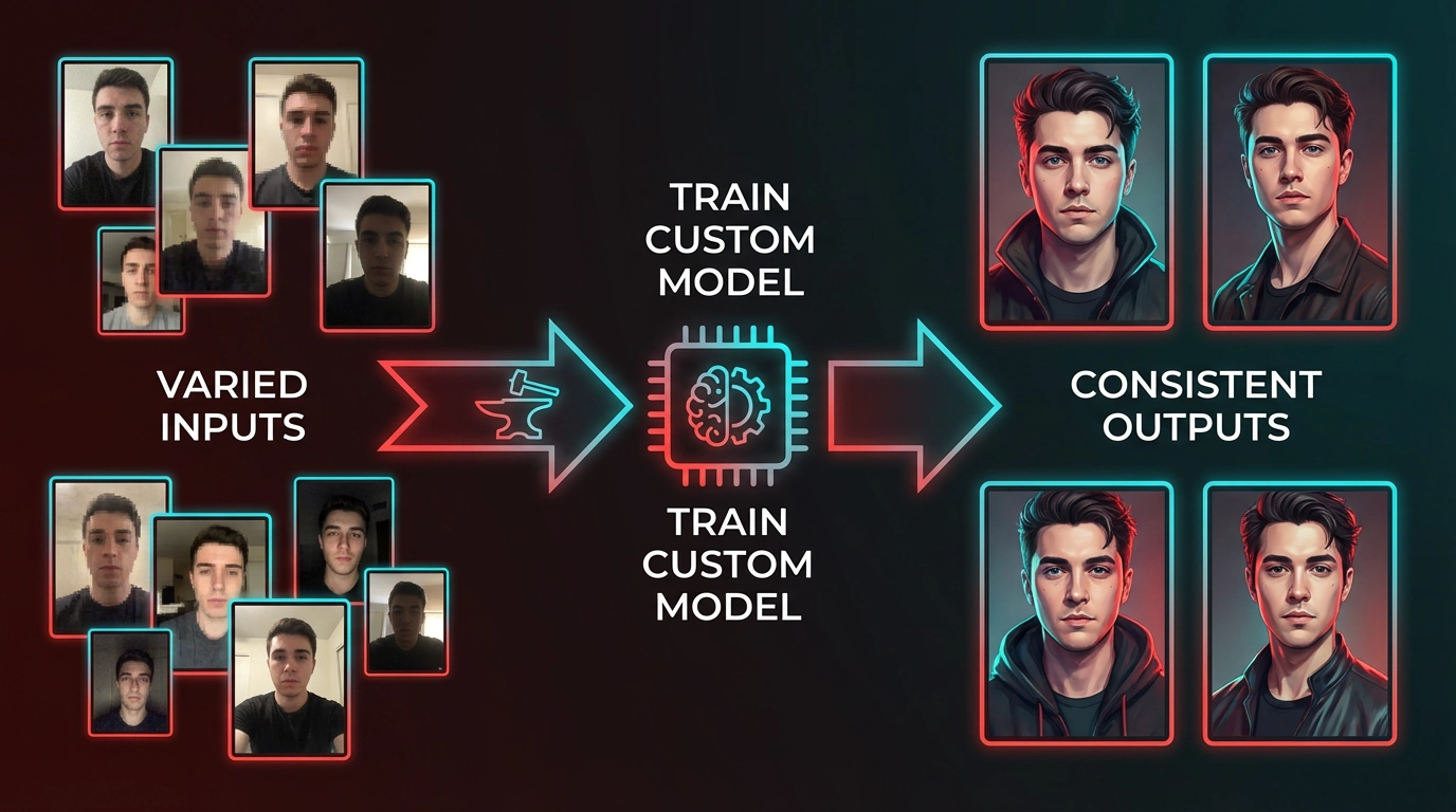 A visual representation of the image-to-image workflow, showing a rough sketch transforming into a polished AI-generated image.